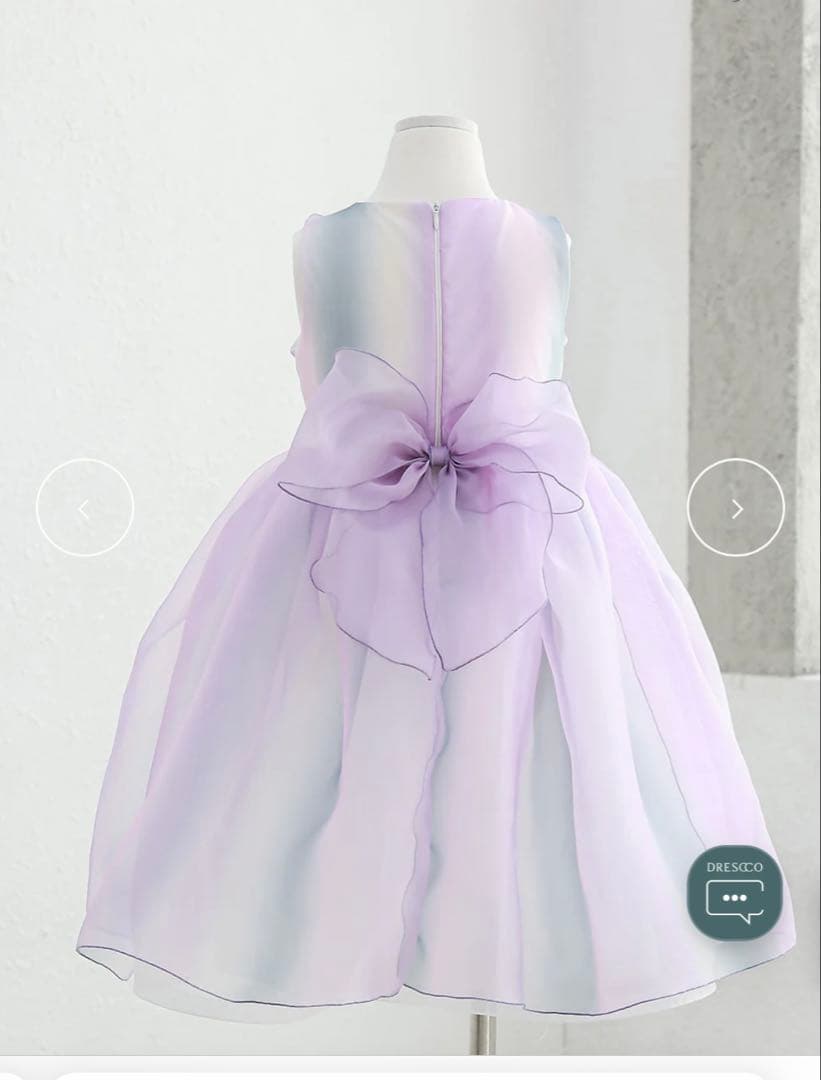 ドレスコグラデーションパープルオーガンジードレスフラワーリボン美品発表会