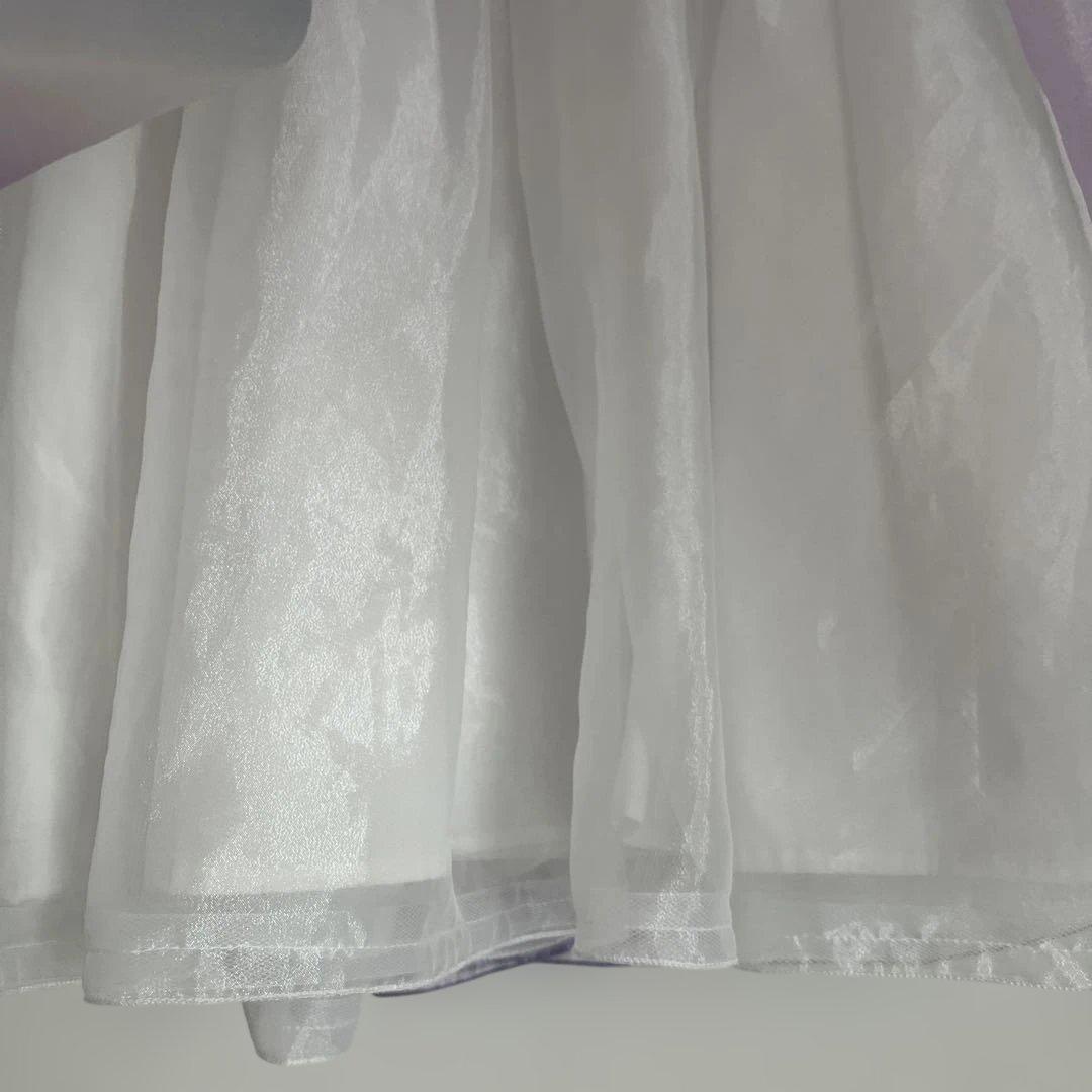 ドレスコグラデーションパープルオーガンジードレスフラワーリボン美品発表会