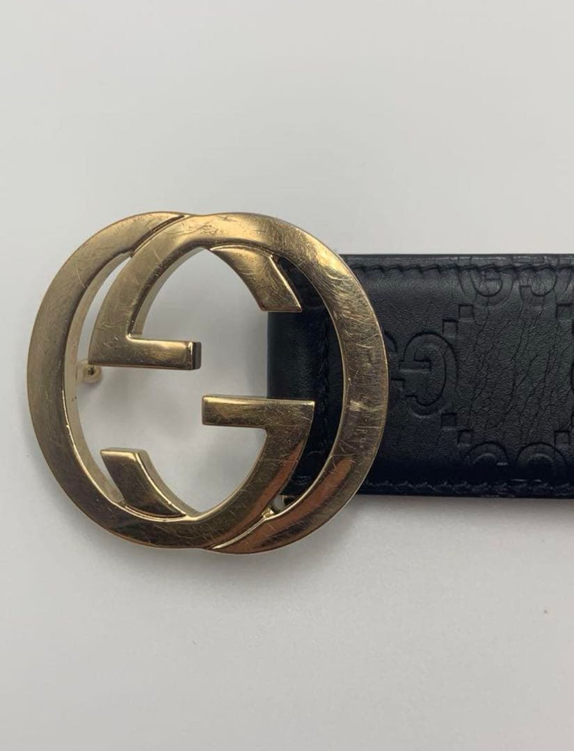 GUCCI グッチ ベルト CWC1G ブラック レザー インターロッキングG