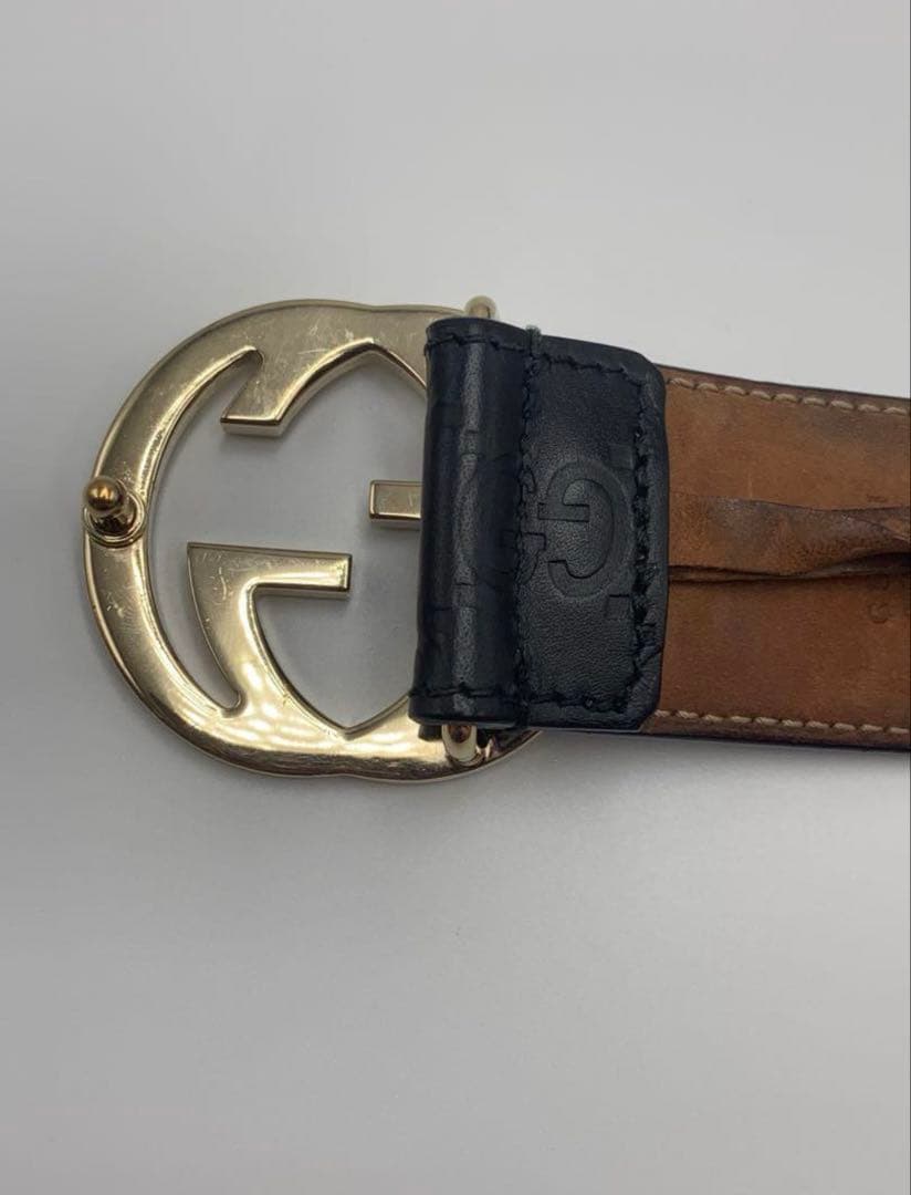GUCCI グッチ ベルト CWC1G ブラック レザー インターロッキングG