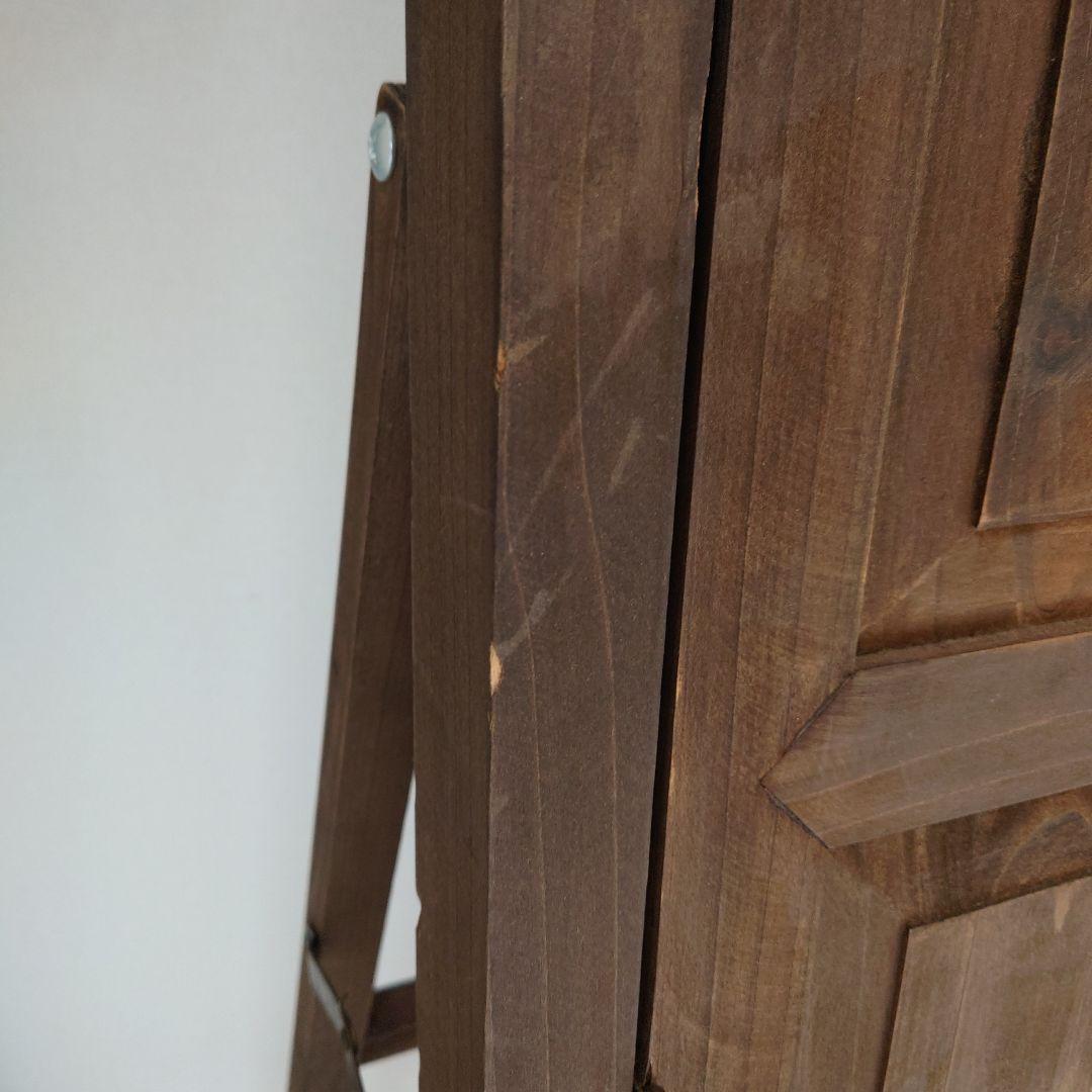 木製スタンドミラー フック付きブラウン