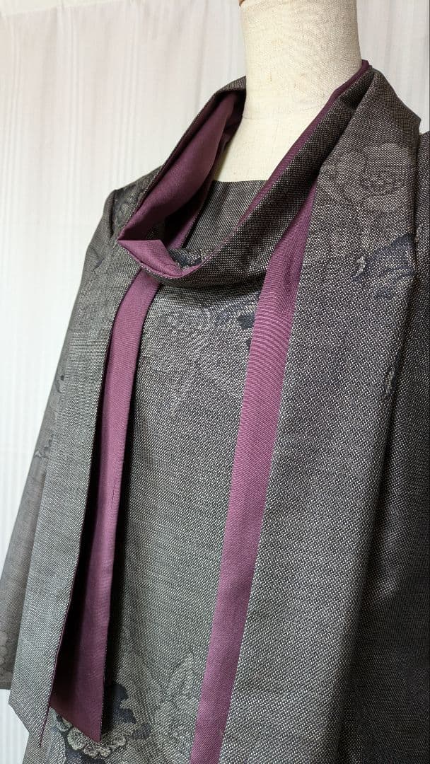 No245 大島紬着物リメイク ９マルキ茶泥大島紬 プリンセスラインワンピース