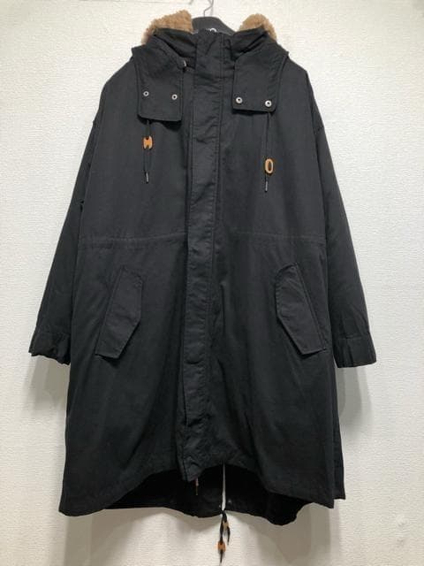 新品☆6L黒系♪5wayモッズコート♪ボアパーカー☆w625