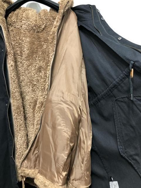 新品☆6L黒系♪5wayモッズコート♪ボアパーカー☆w625