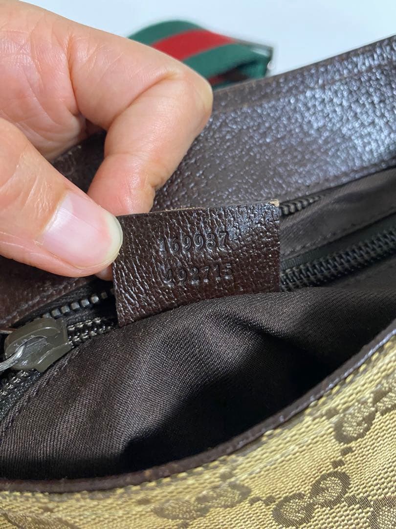 値下げGUCCI GGキャンバス ロゴ　シェリーライン レザー ショルダーバッグ