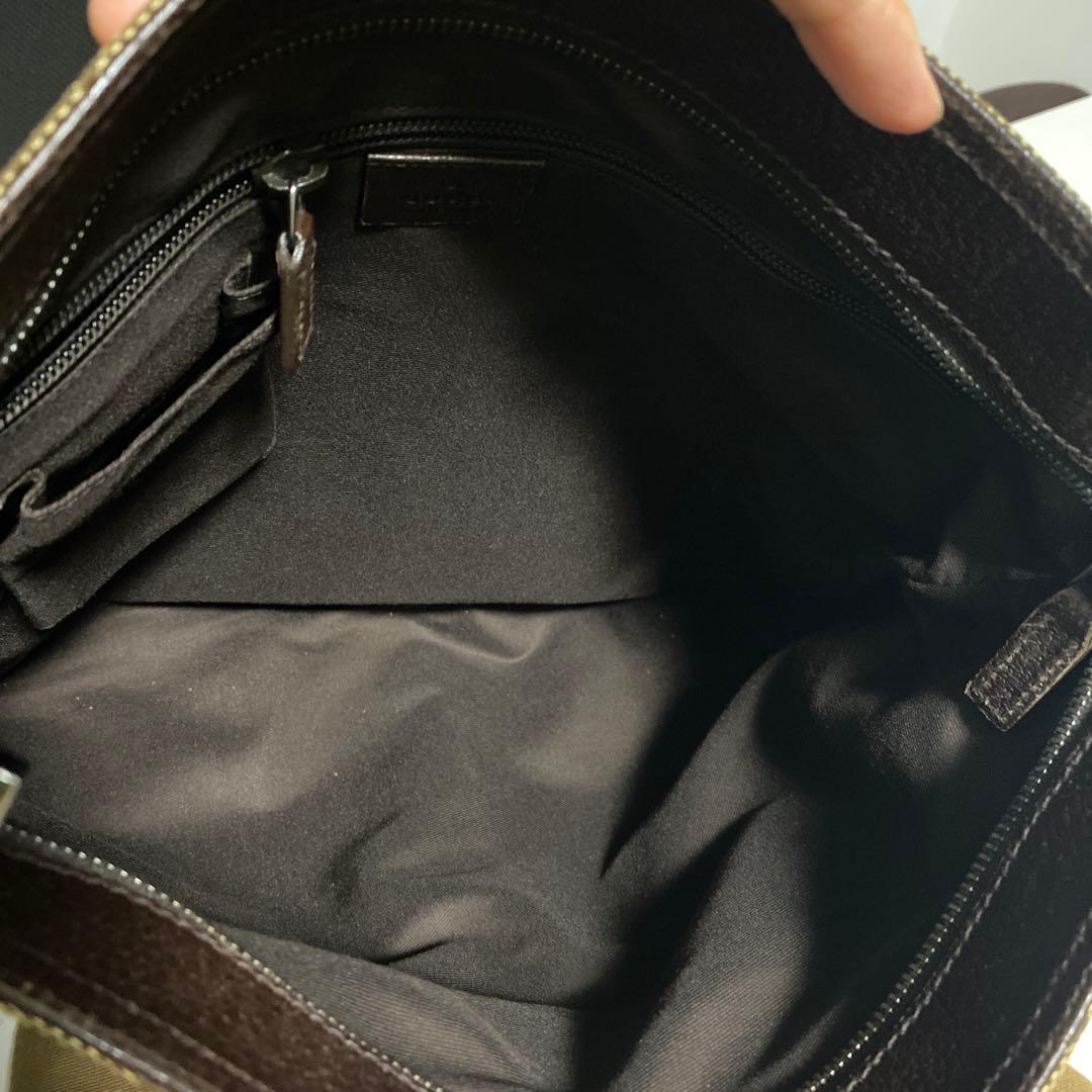 値下げGUCCI GGキャンバス ロゴ　シェリーライン レザー ショルダーバッグ