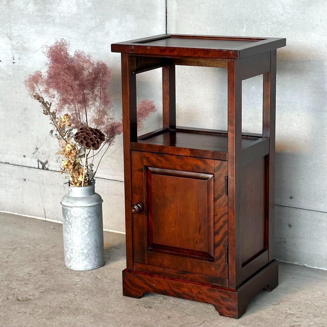 ✿ 昭和レトロ ✿ 北海道民芸家具 カバ無垢材 電話台 サイドチェスト ホクミン