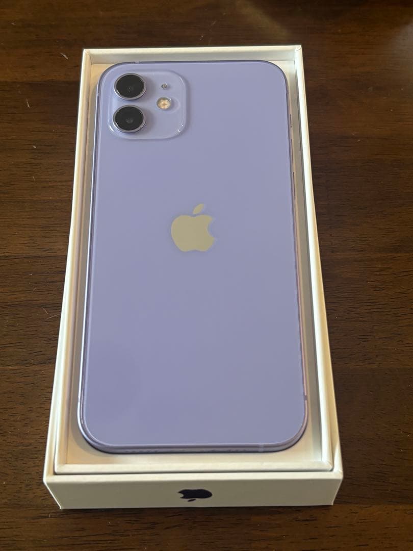 iPhone12 パープル 本体/EarPods/黒縁ガラスフィルム 3点セット