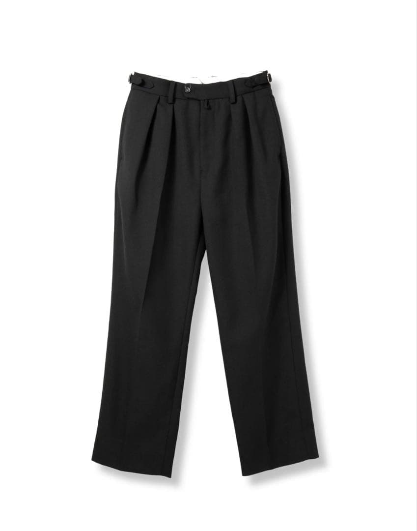 TENON 2TUCK TROUSERS ブラック プリーツスラックス