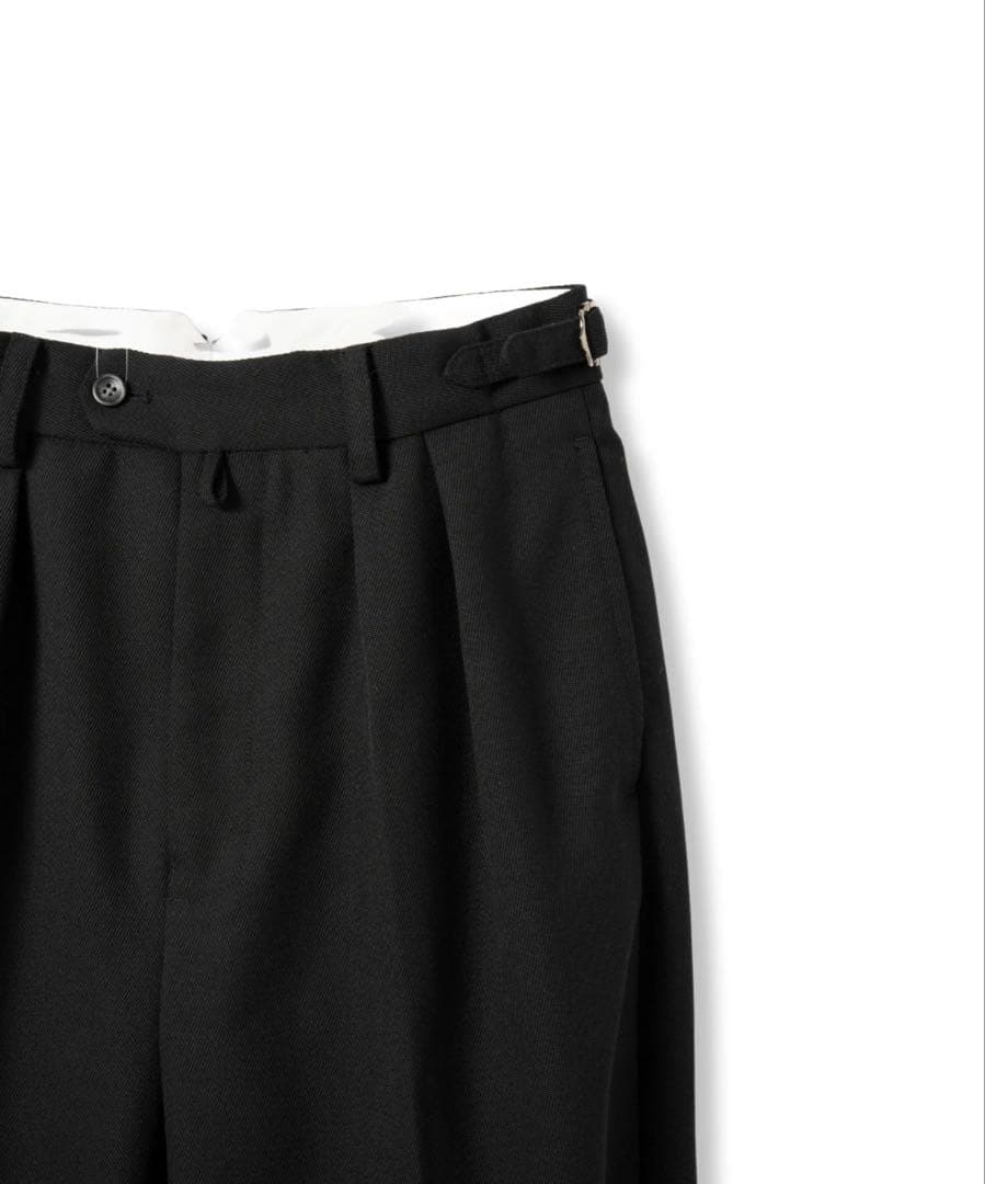 TENON 2TUCK TROUSERS ブラック プリーツスラックス