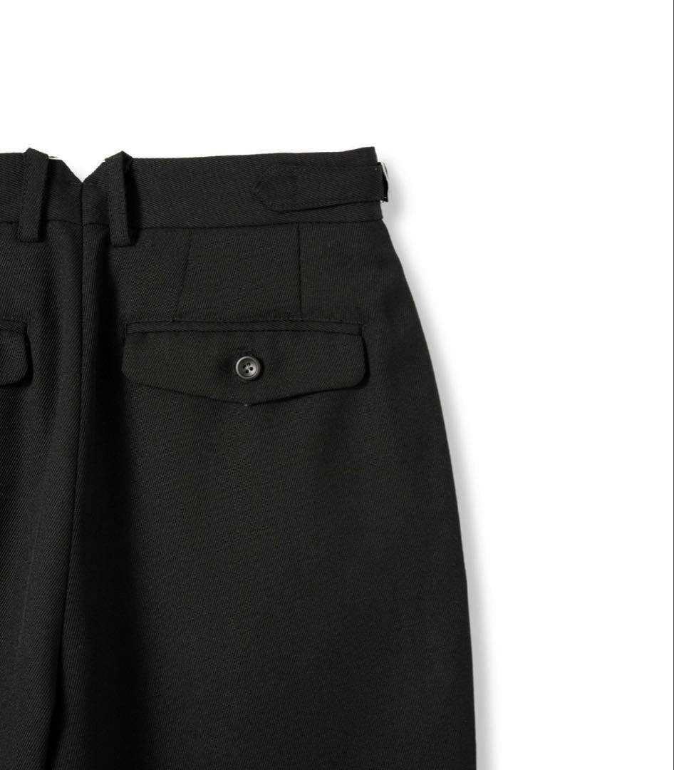 TENON 2TUCK TROUSERS ブラック プリーツスラックス