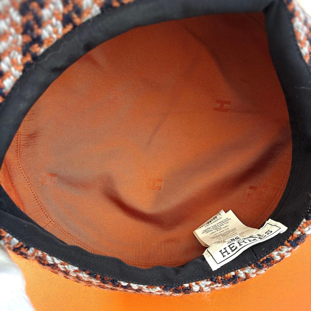 HERMÈS エルメス ツイード オレンジ キャスケット セリエ 58