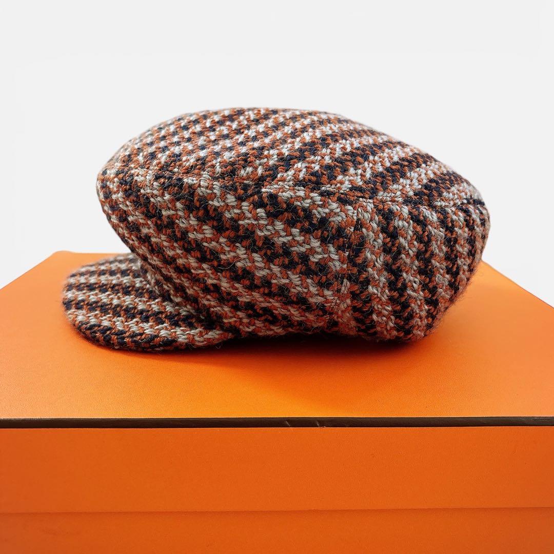 HERMÈS エルメス ツイード オレンジ キャスケット セリエ 58