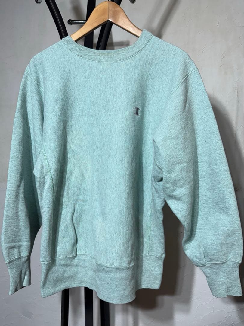 80s プリントタグ ミントグリーン杢 リバースウィーブ チャンピオン