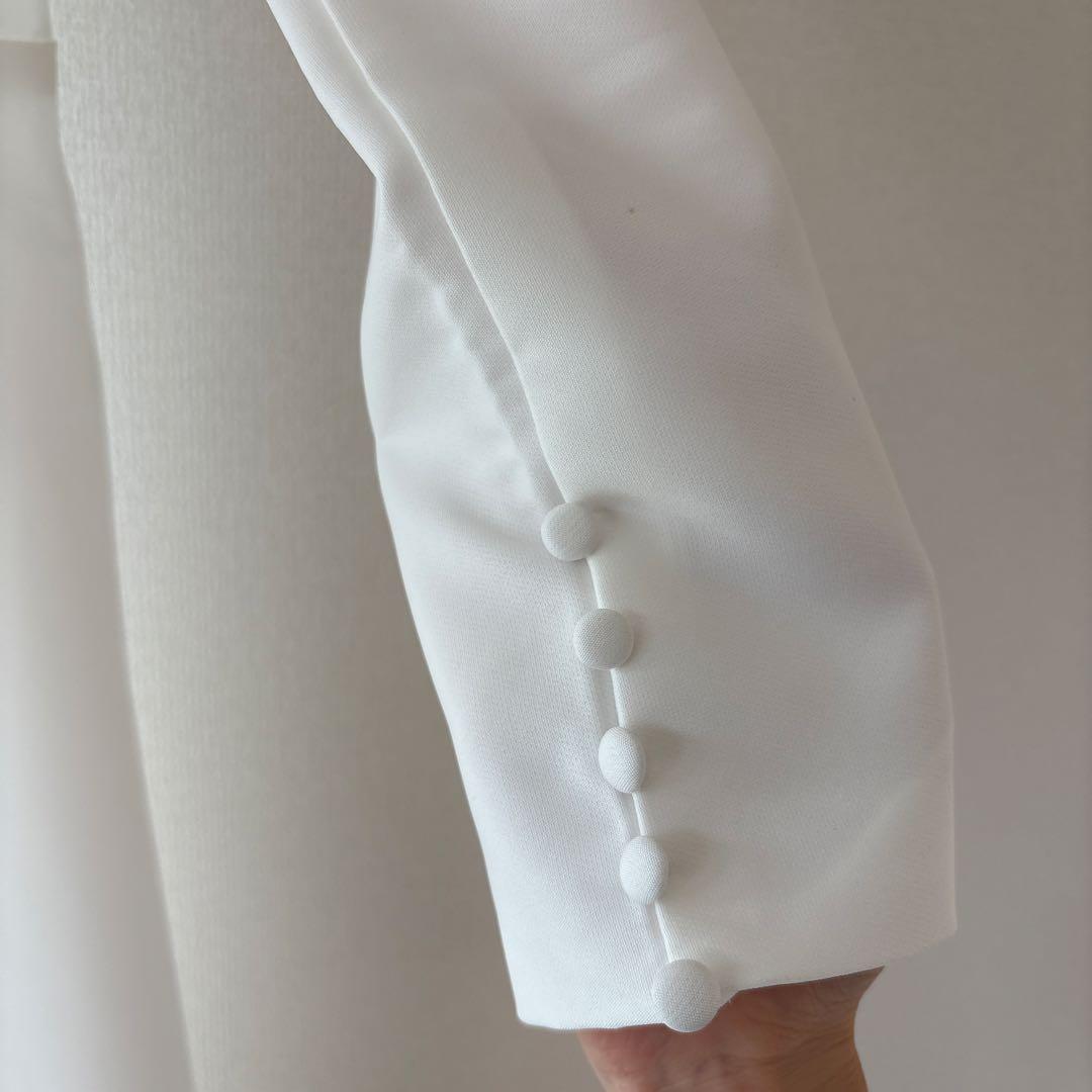 ⭐︎ベール付き　バックオープン ロングドレス ホワイト 韓国ドレス　長袖　前撮り