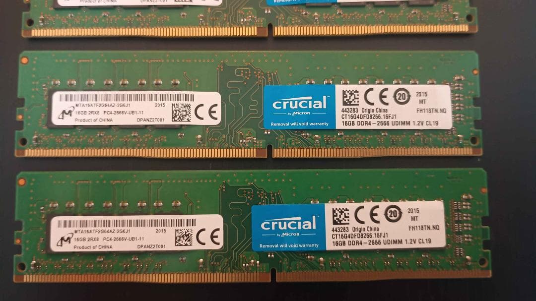 メモリ crucial DDR4-2666 64GB (16GB 4枚)