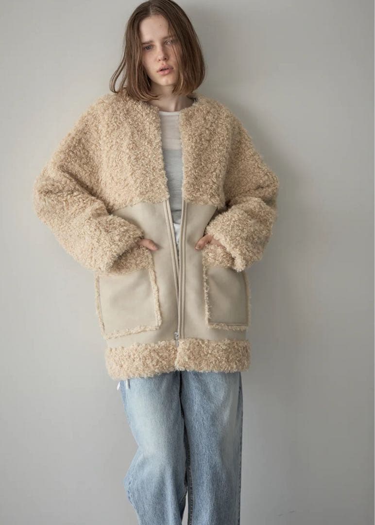 新品未使用タグ付き　ELLIE フェイクムートンアウター【BEIGE】