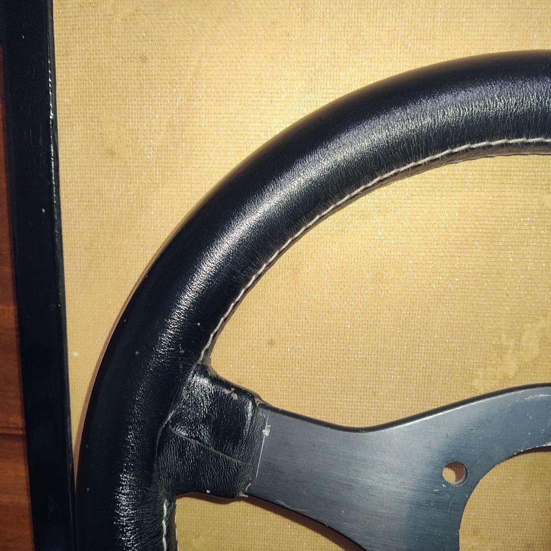 当時物3スポークフェラーリ レザー ステアリングホイール30パイ