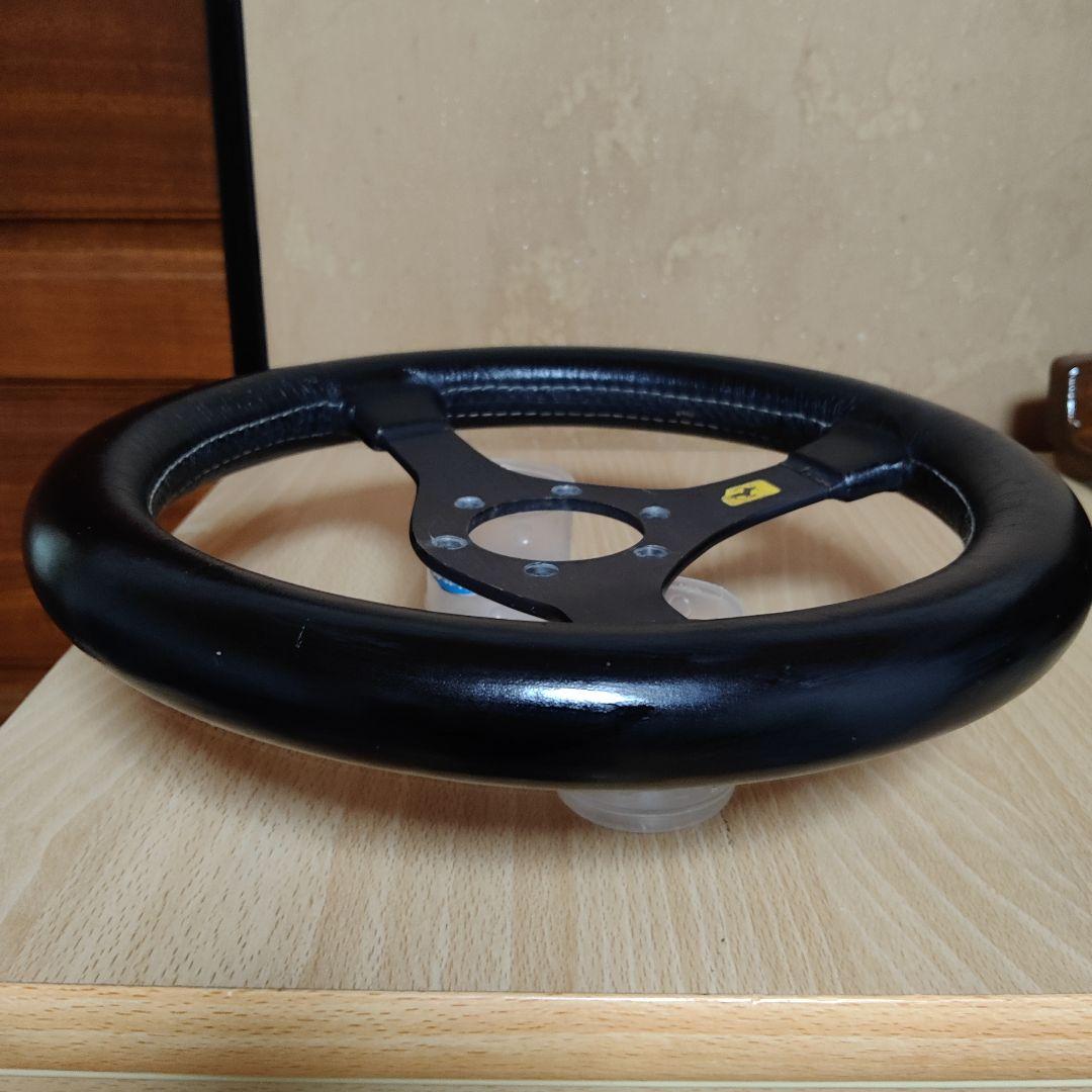 当時物3スポークフェラーリ レザー ステアリングホイール30パイ