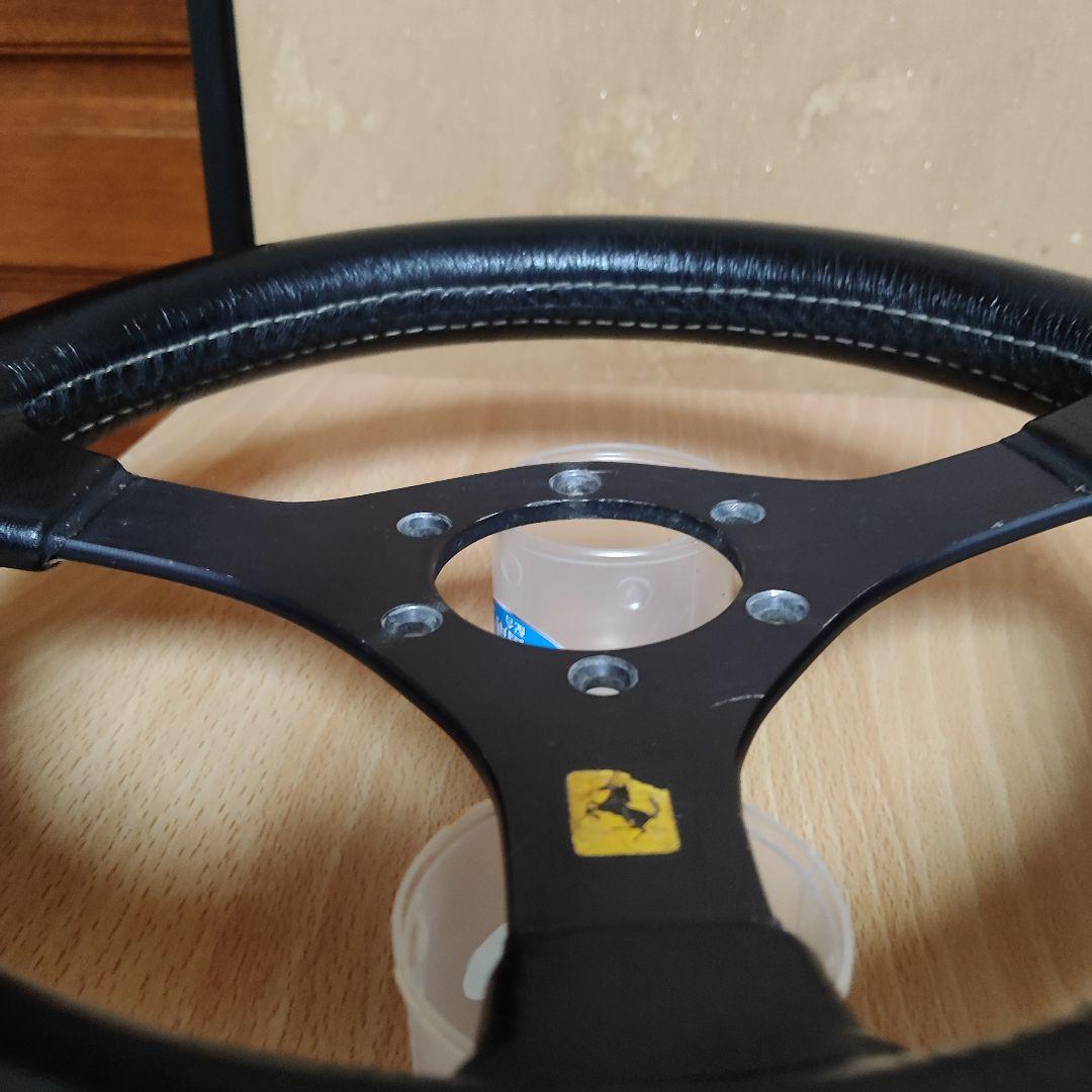 当時物3スポークフェラーリ レザー ステアリングホイール30パイ