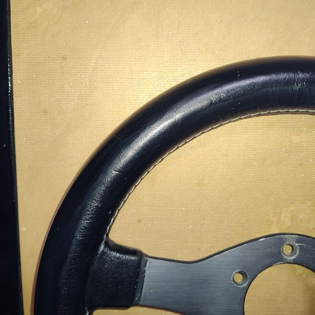 当時物3スポークフェラーリ レザー ステアリングホイール30パイ