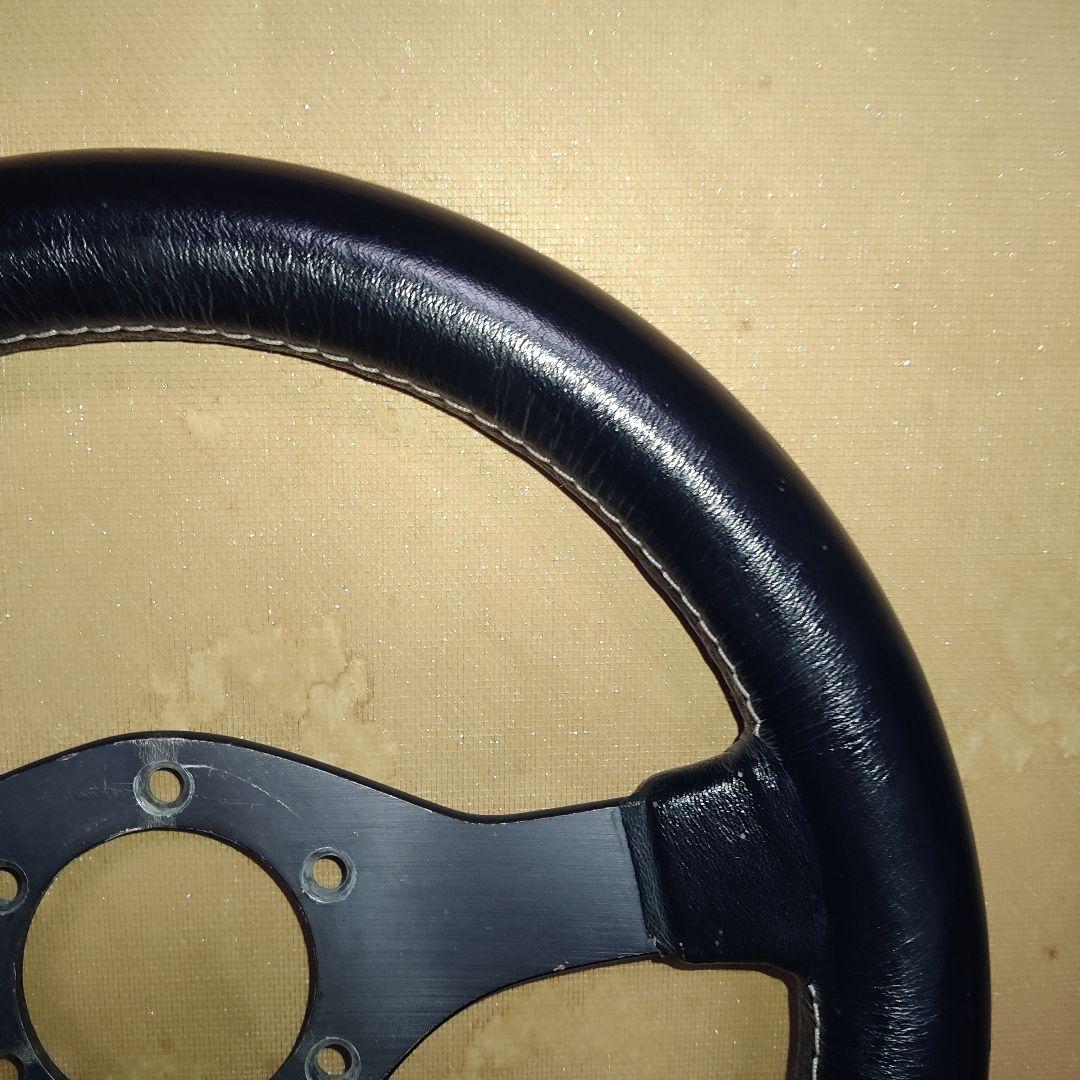 当時物3スポークフェラーリ レザー ステアリングホイール30パイ