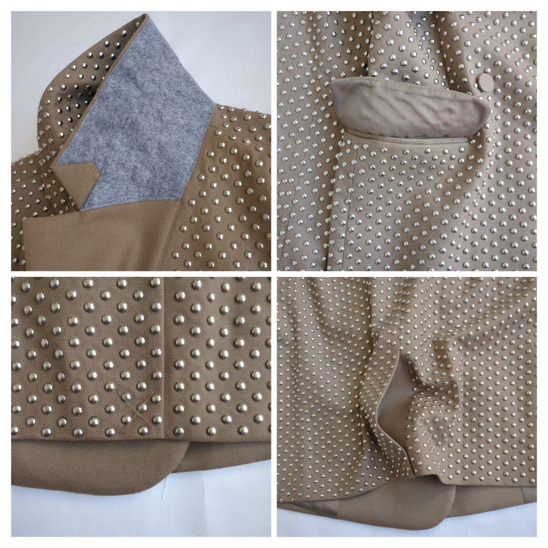 美品  rokh コラボ スタッズウールブレザージャケット ベージュ S