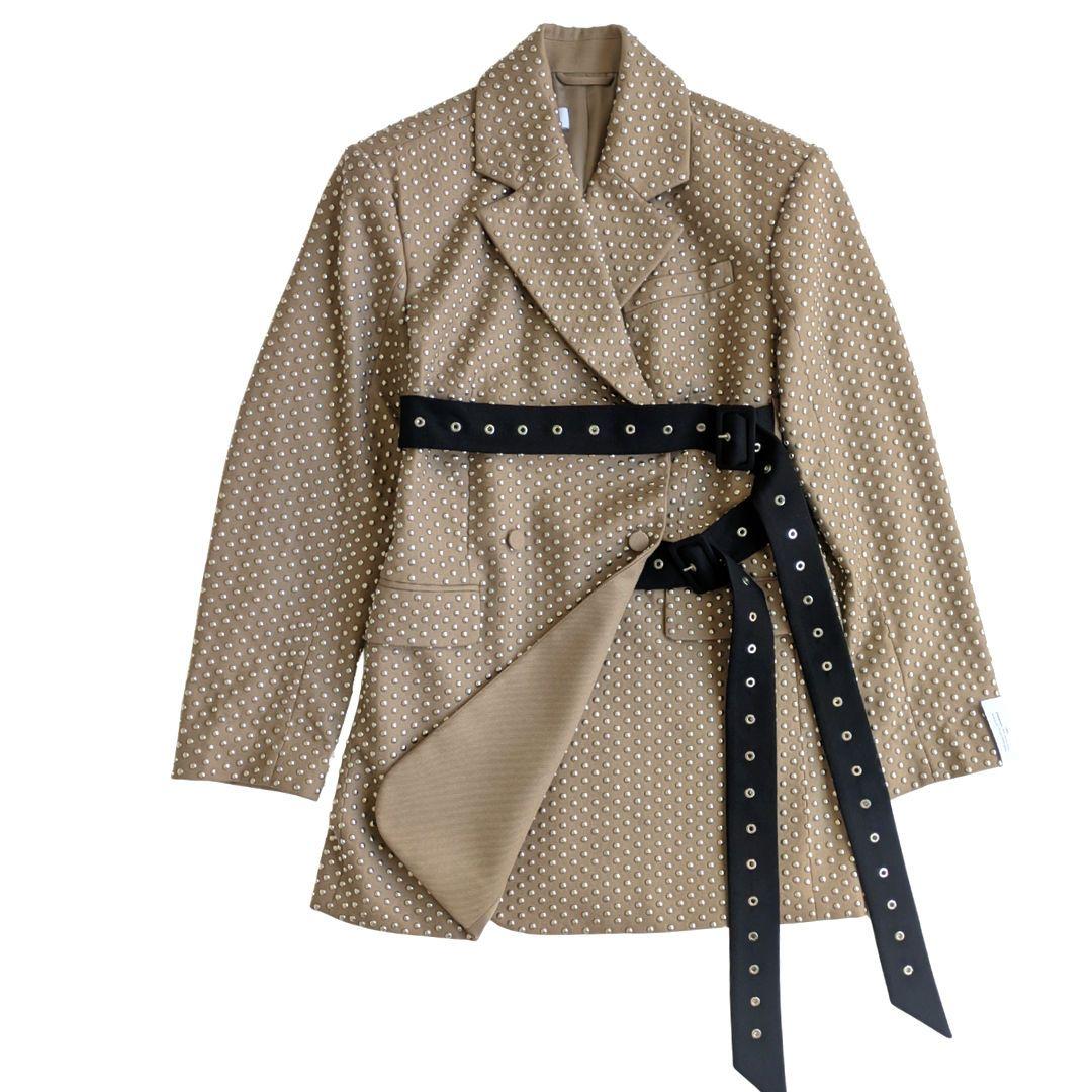 美品  rokh コラボ スタッズウールブレザージャケット ベージュ S