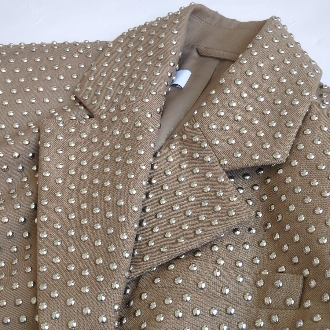 美品  rokh コラボ スタッズウールブレザージャケット ベージュ S