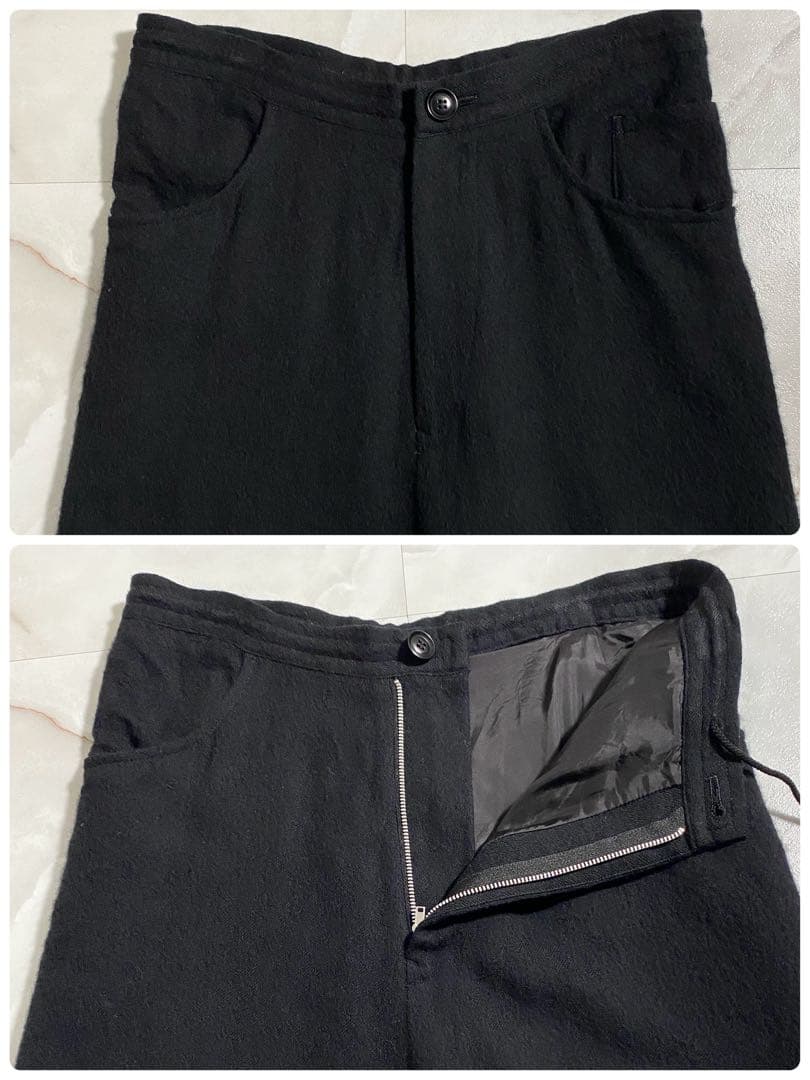 A18164 Y's ドロスト 起毛ウールツイル サルエルパンツ ブラック 1