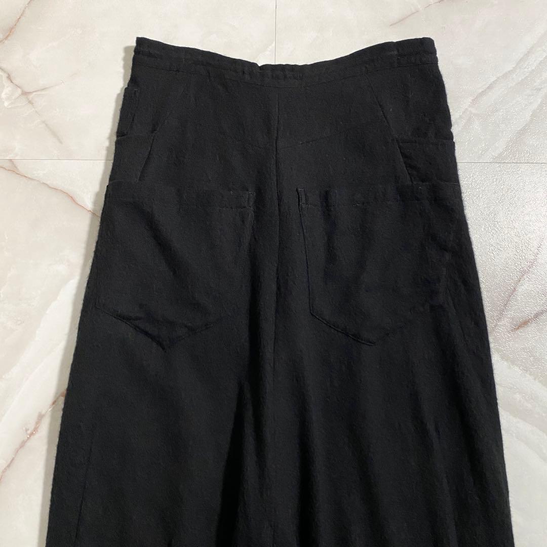 A18164 Y's ドロスト 起毛ウールツイル サルエルパンツ ブラック 1