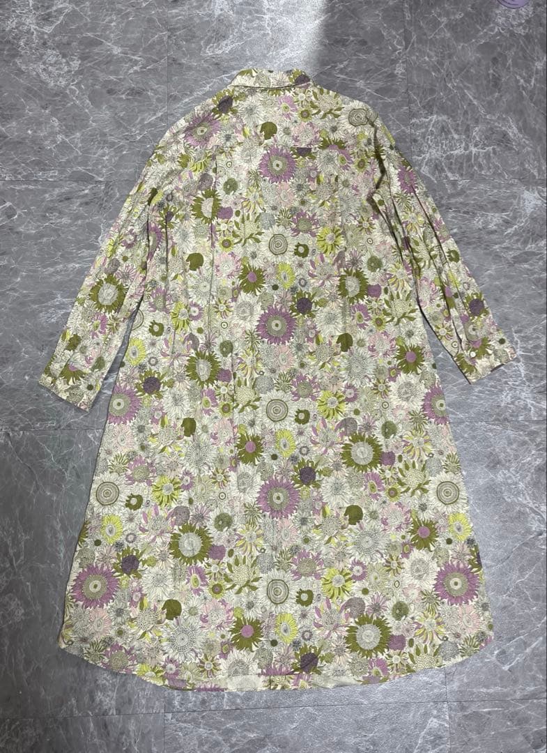 極美品PARKSタナローンリバティプリントロングシャツワンピース