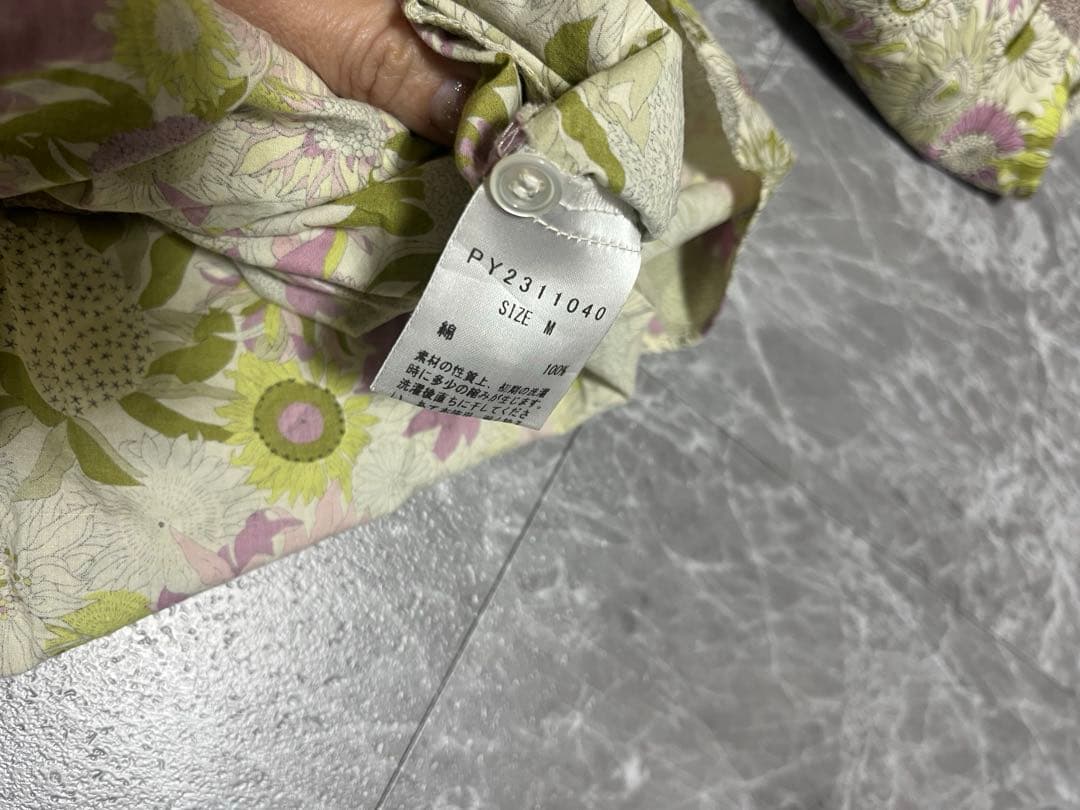 極美品PARKSタナローンリバティプリントロングシャツワンピース