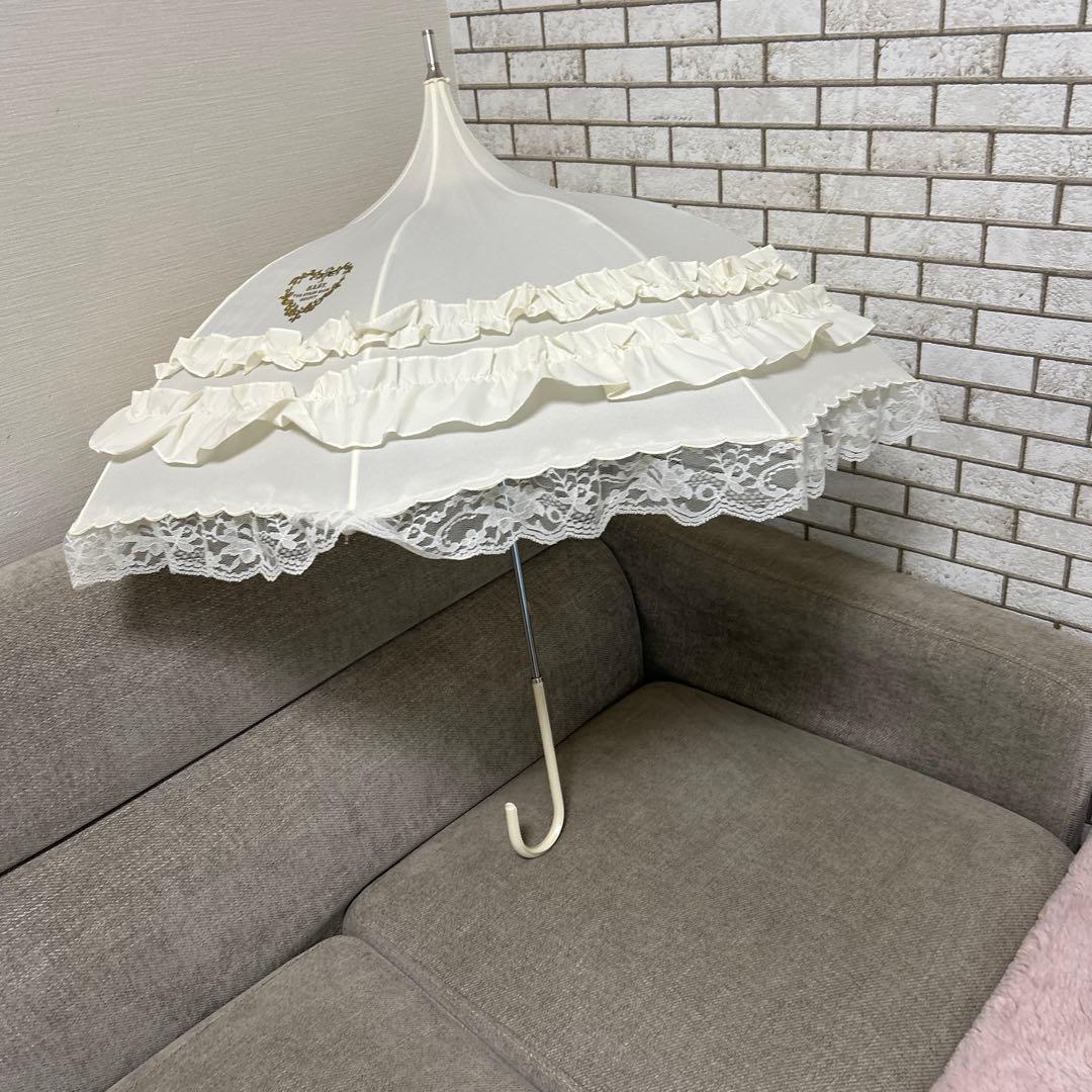 BABY晴雨兼用日傘フリル　白　アンブレラ