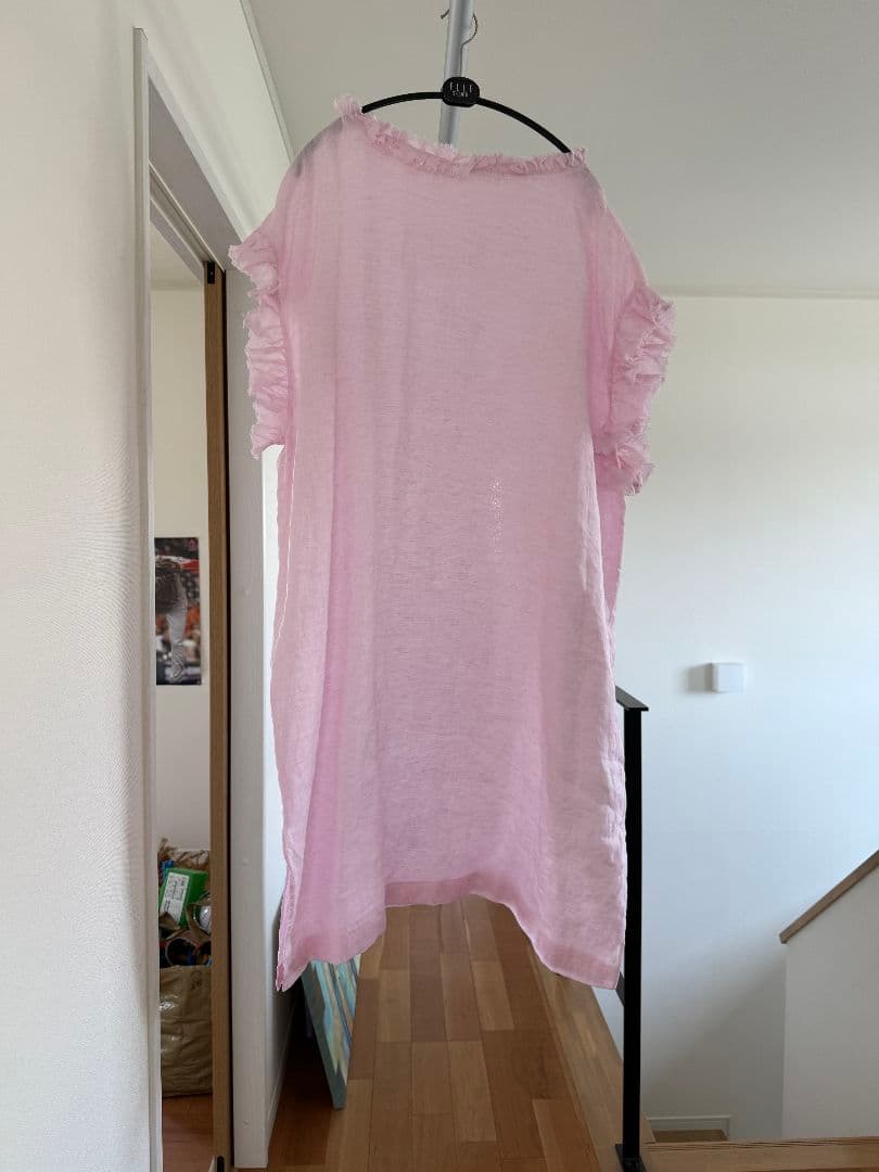 ハウスオブロータス　新品・未使用ピンク フリル付き チュニック ワンピース半袖