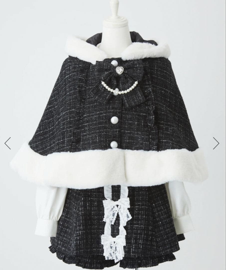 【美品】アンクルージュ くまちゃんキラキラツイードポンチョ 地雷 量産型 くま耳