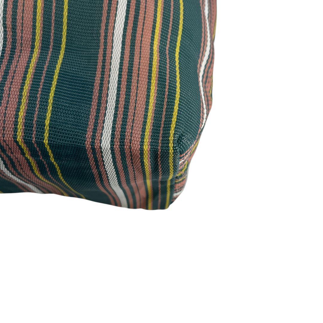 美品　マルニ　かごバッグ　ショッピングバッグ　トートバッグ　ストライプ　革ロゴ