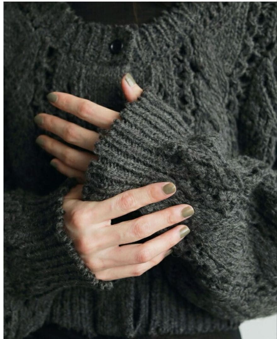 anuke ケーブルニットカーディガン 2色展開　グレー　ビスチェセット