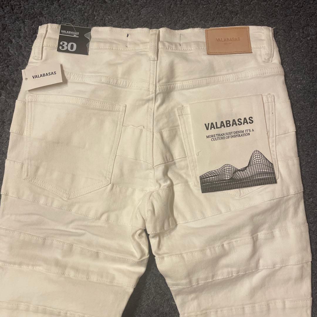 valabasasバラバサス パネルダメージフレアスキニーデニム ホワイト 30