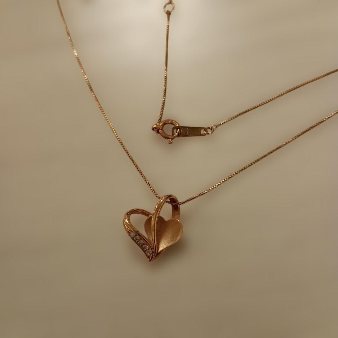 ハート型ペンダントネックレス　ダイヤモンド