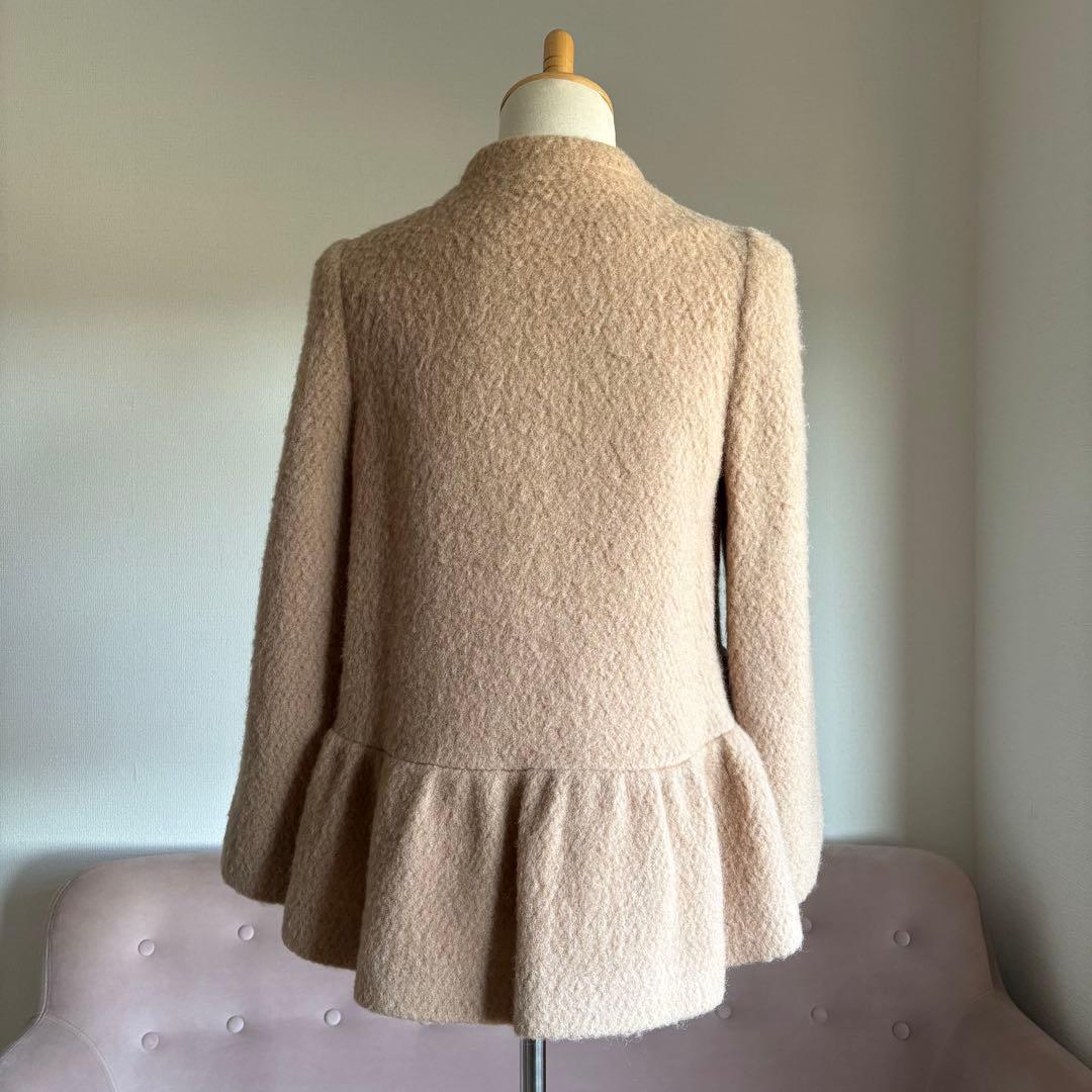 エムズグレイシー　ノーカラー　コート　リボン　ベージュ　38