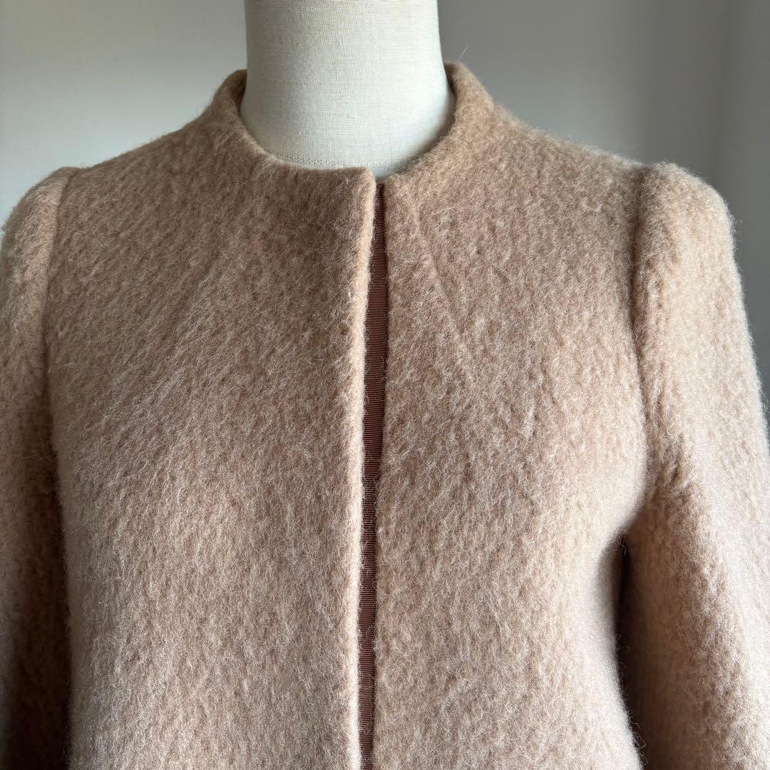 エムズグレイシー　ノーカラー　コート　リボン　ベージュ　38