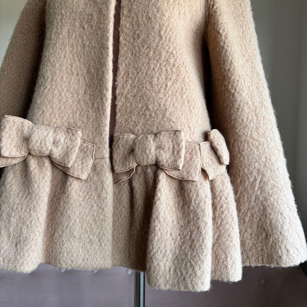 エムズグレイシー　ノーカラー　コート　リボン　ベージュ　38