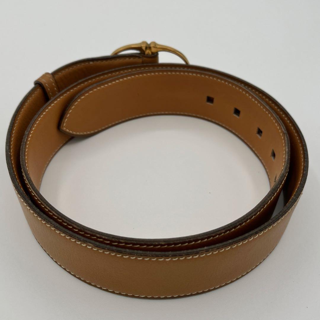 HERMES エルメス　ベルト　ブラウン　レザー◯G刻印　ゴールド金具