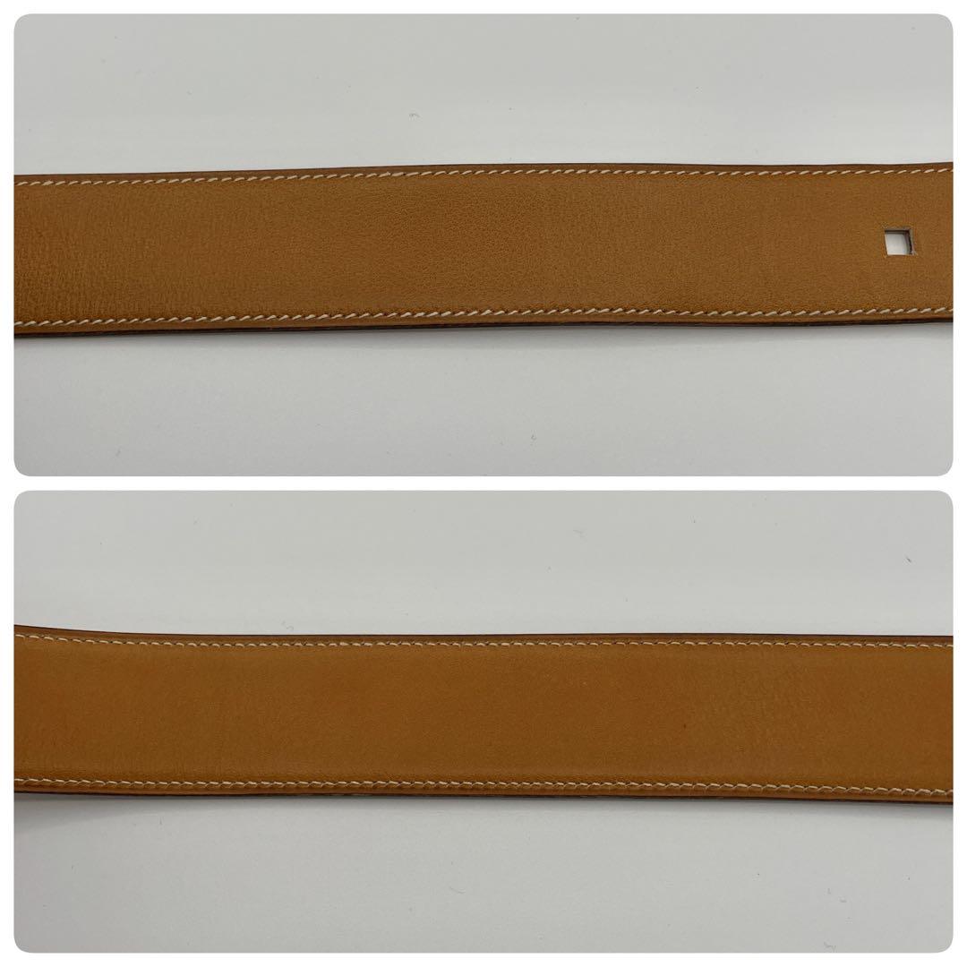 HERMES エルメス　ベルト　ブラウン　レザー◯G刻印　ゴールド金具