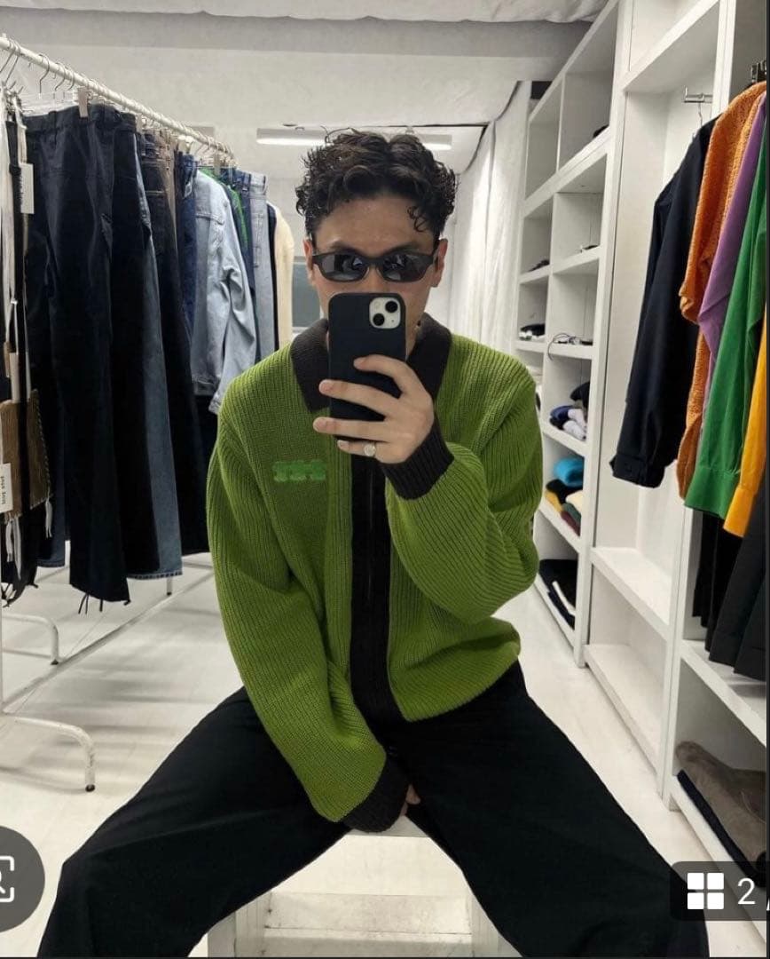 ttt msw zipup cardigan 23aw ジップ　ニット　グリーン