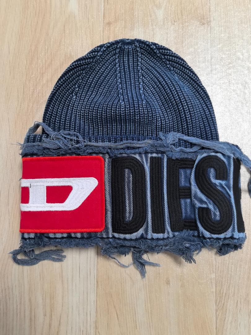 美品 DIESEL フリンジ付きニット帽 リブニットキャップ「K-FROK」