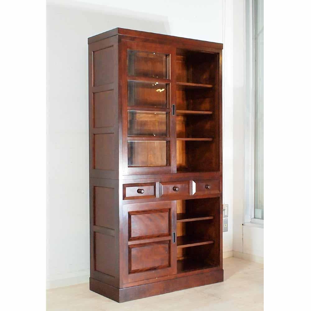 松本民芸家具 ミズメザクラ材 食器棚 本棚 ガラスキャビネット ZR24382