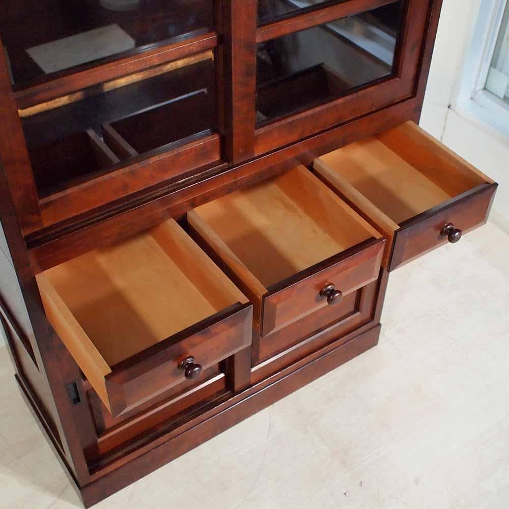 松本民芸家具 ミズメザクラ材 食器棚 本棚 ガラスキャビネット ZR24382