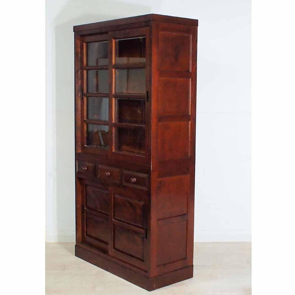 松本民芸家具 ミズメザクラ材 食器棚 本棚 ガラスキャビネット ZR24382